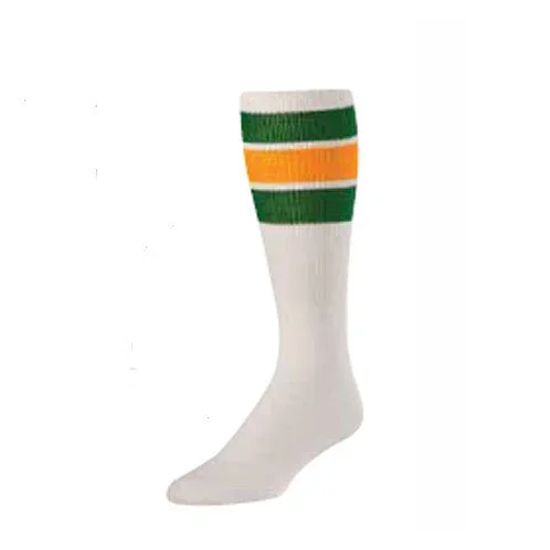 TCK 3 Contrast Striped Athletic Tube Socks Size Large 25″
