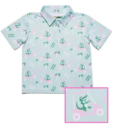Tipsy Elves Golf Cart Gator Toddler Golf Polo