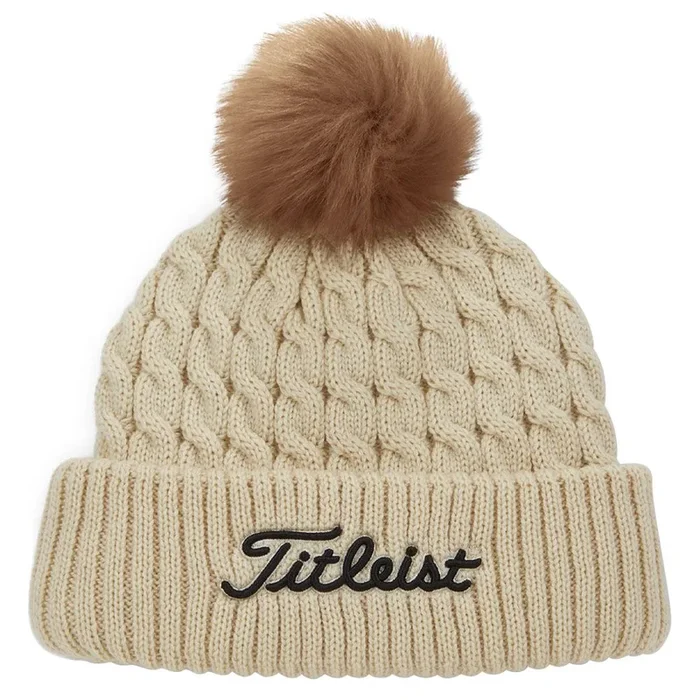 Titleist Cable Knit Pom Pom Golf Beanie Bone/Black – 23 Men