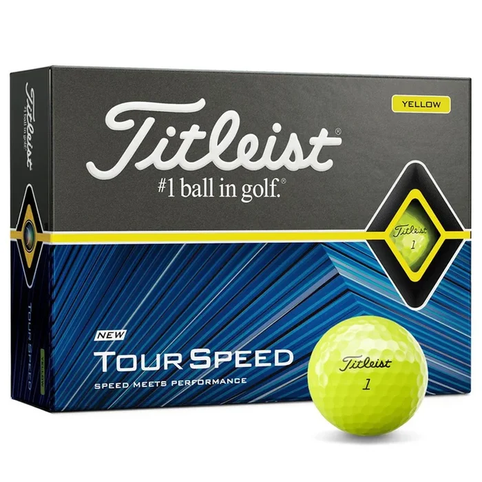 Titleist Tour Speed Golf Balls – FREE Personalisation – Yellow – Dozen