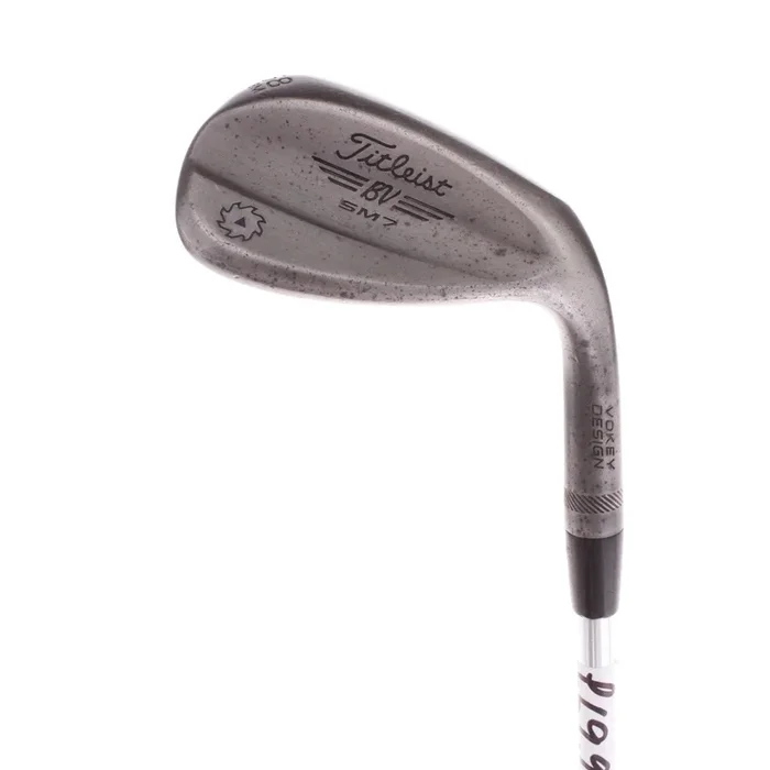 Titleist Vokey SM7 Jet Black M-Grind Steel Mens Right Hand Lob Wedge 58 Degree 8 Bounce Stiff – True Temper AMT Red