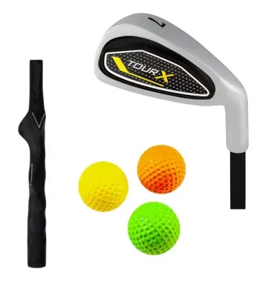 Tour X 7 Iron with Grip Trainer for Ages 5-7 (kids 38-46″ tall) Yellow