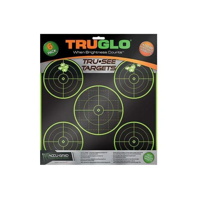 TruGlo Tru See 5 Bull Targets 12×12″ 6pk