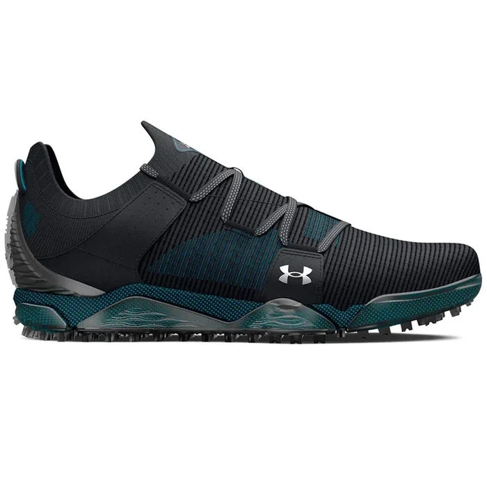Under Armour HOVR Tour Wide Fit Waterproof Spikeless Shoes – Black/Surf Blue/Metallic Silver