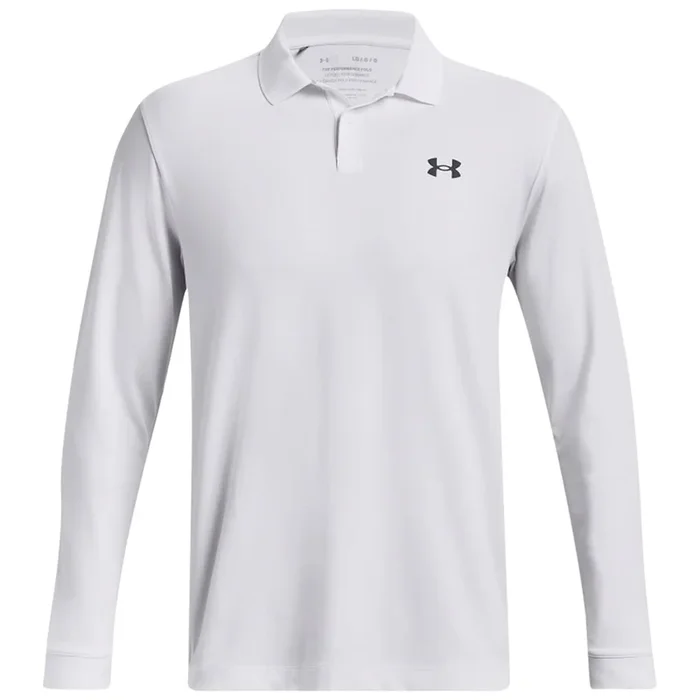 Under Armour Performance 3.0 Long Sleeve Polo Shirt – White