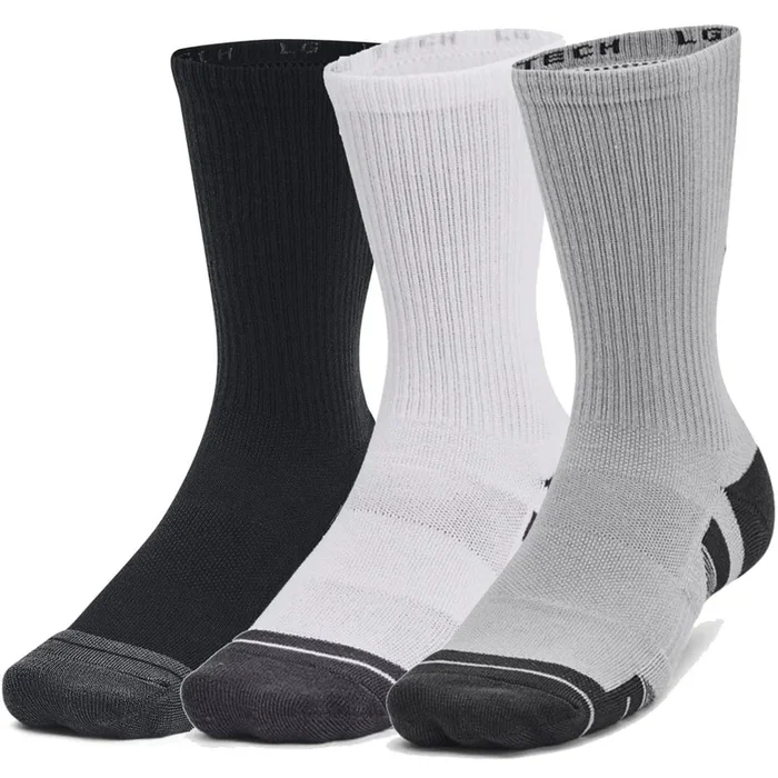 Under Armour Performance Tech Crew Socks (3 Pairs) – Mod Grey/White/Black
