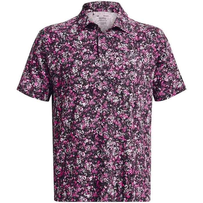 Under Armour Playoff 3.0 Floral Speckle Printed Polo Shirt – Black/Rebel Pink