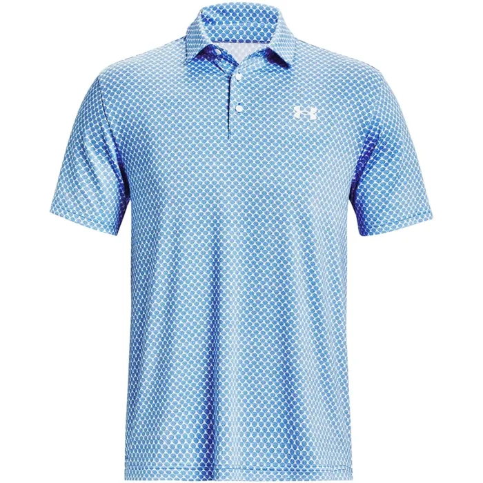 Under Armour Playoff 3.0 Printed Polo Shirt – White/Cosmic Blue