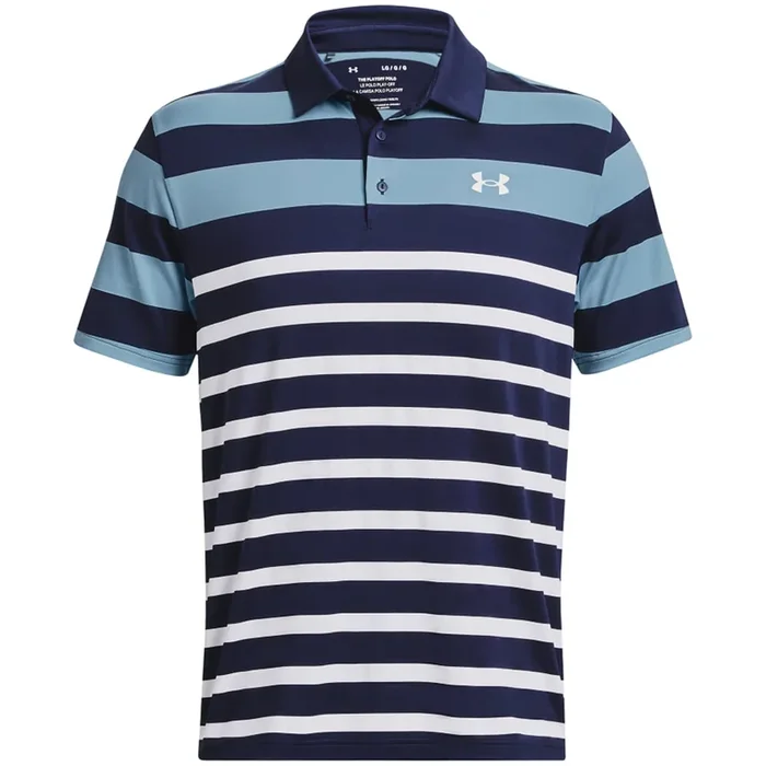 Under Armour Playoff 3.0 Stripe Polo Shirt – Midnight Navy/Blizzard