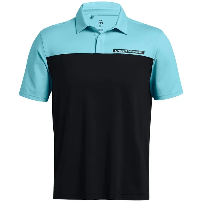 Under Armour T2G Colour Block Polo Shirt – Black/Sky Blue/Black