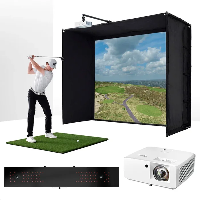 Uneekor EYE XR with PlayBetter SimStudio™ BYO (Build Your Own) Package – Custom Home Golf Simulator Studio Builder with Impact Screen, Enclosure, Optional Mats, Projector & More