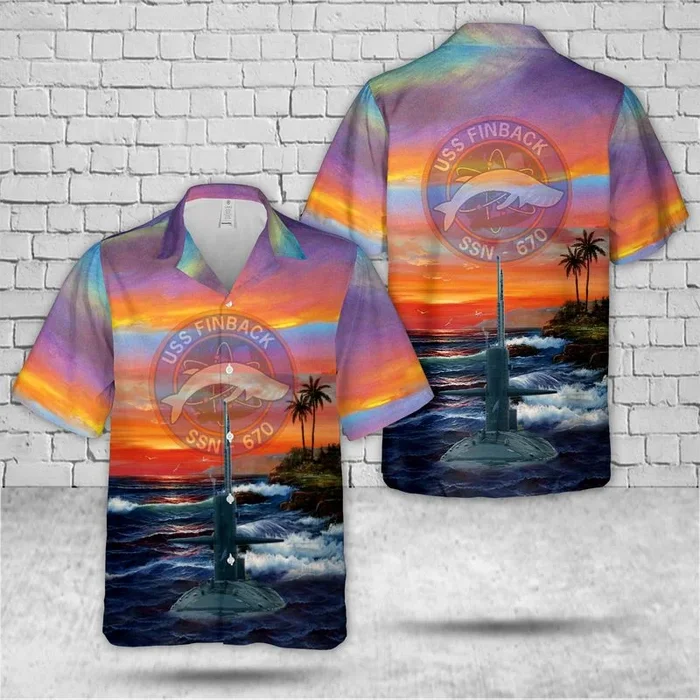 US Navy USS Finback (SSN-670) Attack Submarine Hawaiian Shirt – Fanshubus.com