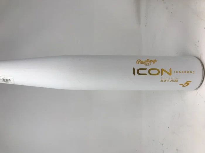 Used 2024 Rawlings Icon -5 USSSA Baseball Bat White/Gold 31/26 2 3/4″ Barrel