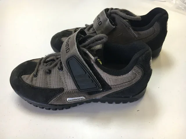 Used Shimano Beige/Black Sr 4 /37 MTB Biking Shoes w/ SPD Cleats