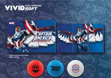 Volvik Officially Licensed Marvel Captain America Half Dozen Golf Balls