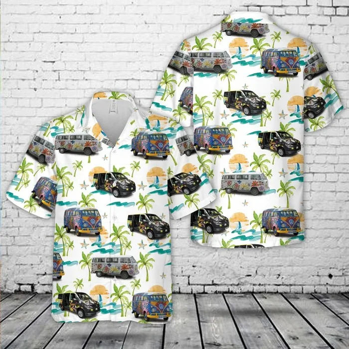 VW Flower Power Camper Van Hawaiian Shirt – Fanshubus.com