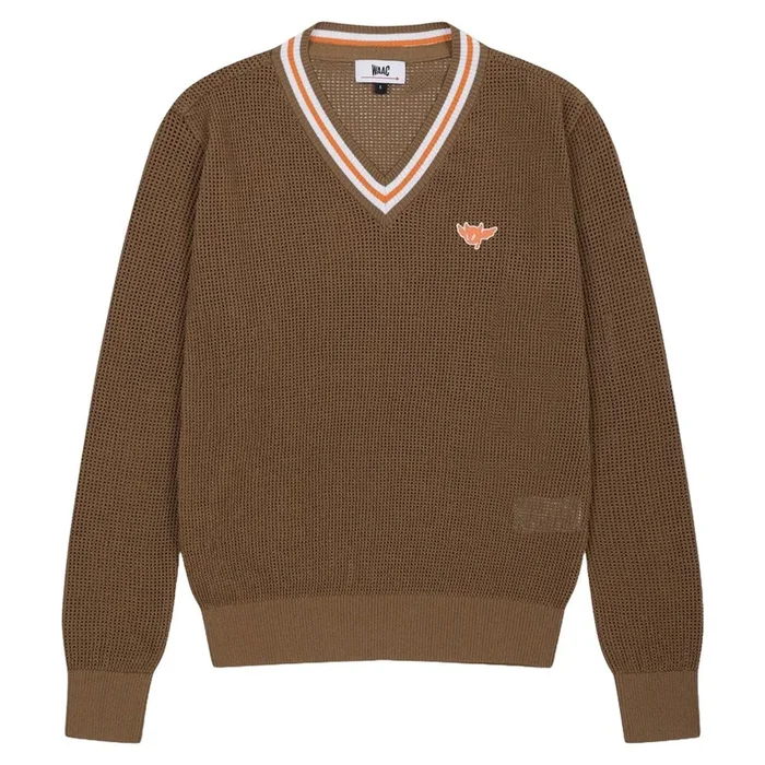 WAAC Mesh V-Neck Golf Sweater Light Brown – FW24 Women
