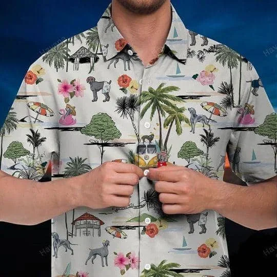 Weimaraner Hawaiian Shirt Hawaii Beach Retro – Fanshubus – Fanshubus.com