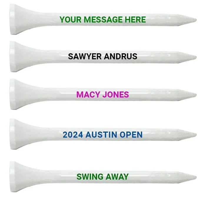 White Wood Golf Tees – 50 PACK