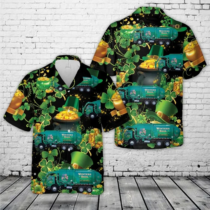 Winters Bros. Waste Systems, St Patrick’s Day Hawaiian Shirt – Fanshubus.com