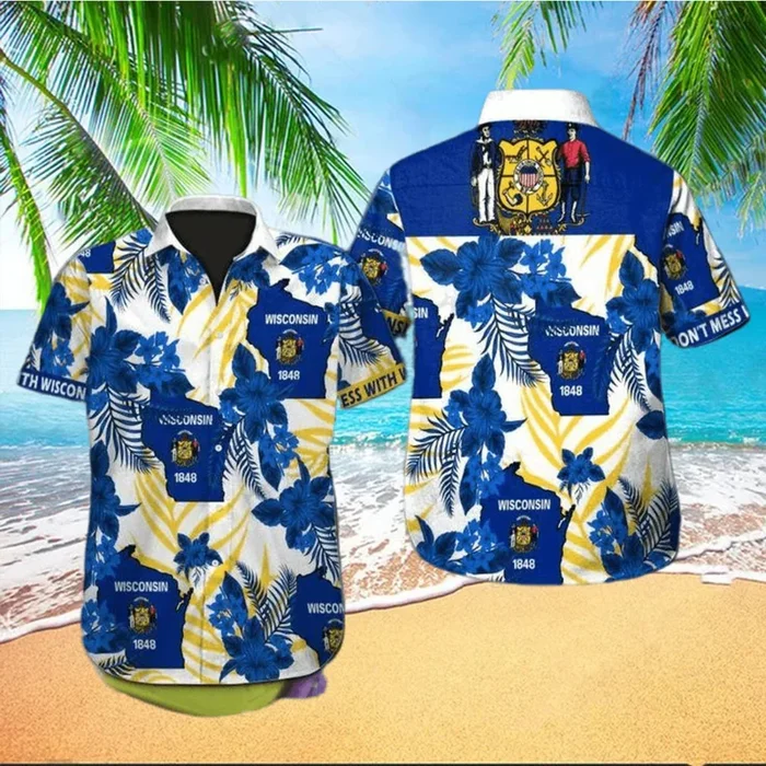 Wisconsin Authentic Beach Sunset Hawaiian Shirt – Fanshubus – Fanshubus.com
