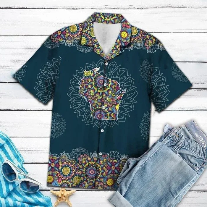 Wisconsin Mandala Hawaiian Shirt | For Men & Women | Adult |- For men and women – Fanshubus – Fanshubus.com