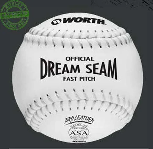 Worth Dream Seam 12″ Pro Leather White Softball (Dozen)