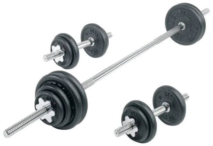York Contour Cast Iron Spinlock Dumbbell / Barbell Set