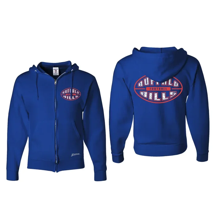 Zubaz Men’s Buffalo Bills Full Zip Hoodie – Royal